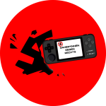 Logo "Gamer*innen gegen Rechts" mit rotem Hintergrund, abgerundet