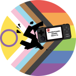 Logo "Gamer*innen gegen Rechts" mit Pride-Flag inkl. Intersex, abgerundet