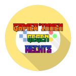 Logo "Gamer*innen gegen Rechts" in Regenborgenfarben auf einem Controller, mit gelbem Hintergrund